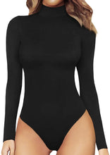 Load image into Gallery viewer, Women Mock Turtle Neck Long Sleeve Bodysuit