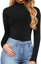 Load image into Gallery viewer, Women Mock Turtle Neck Long Sleeve Bodysuit
