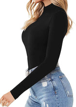 Load image into Gallery viewer, Women Mock Turtle Neck Long Sleeve Bodysuit
