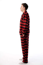 Load image into Gallery viewer, Men Plaid Button Front Flannel Pajamas Set