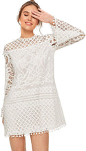 Load image into Gallery viewer, Women Sheer Lace Bell Sleeve Dress