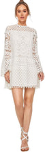Load image into Gallery viewer, Women Sheer Lace Bell Sleeve Dress