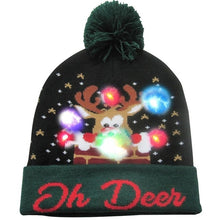 Load image into Gallery viewer, Christmas Designs LED Light Up Knitted Beanie Hat
