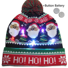 Load image into Gallery viewer, Christmas Designs LED Light Up Knitted Beanie Hat