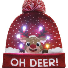Load image into Gallery viewer, Christmas Designs LED Light Up Knitted Beanie Hat