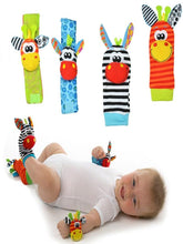 Load image into Gallery viewer, Baby Animals Foot Socks and Wrist Rattle Set