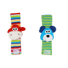 Load image into Gallery viewer, Baby Animals Foot Socks and Wrist Rattle Set