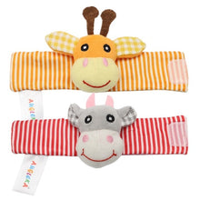 Load image into Gallery viewer, Baby Animals Foot Socks and Wrist Rattle Set