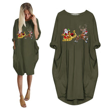 Load image into Gallery viewer, Women's Plus Size Loose O-Neck Pocket Christmas Printed Dress