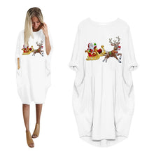 Load image into Gallery viewer, Women's Plus Size Loose O-Neck Pocket Christmas Printed Dress