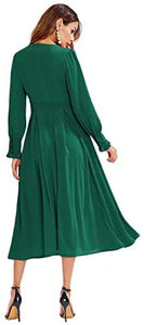 Women's Elegant Frilled Long Sleeve Dress