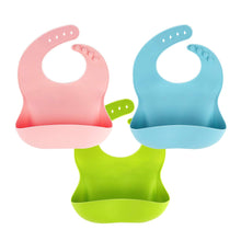 Load image into Gallery viewer, 3 Pack Silicone Baby Bibs
