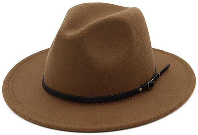 Women Belt Buckle Fedora Hat