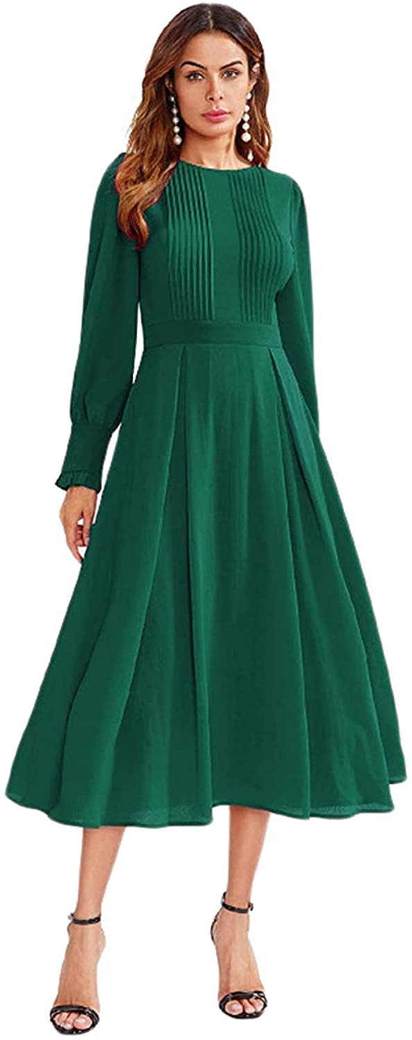 Women's Elegant Frilled Long Sleeve Dress