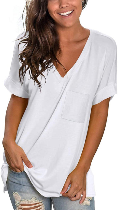 Women Basic V Neck  Casual Tops