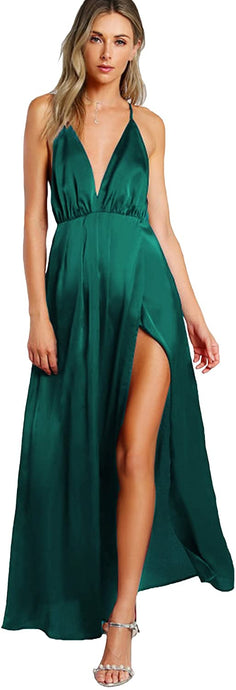  Women Sexy Deep V Neck Backless Maxi 