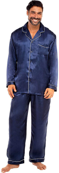 Men Button Down Satin Pajama Set