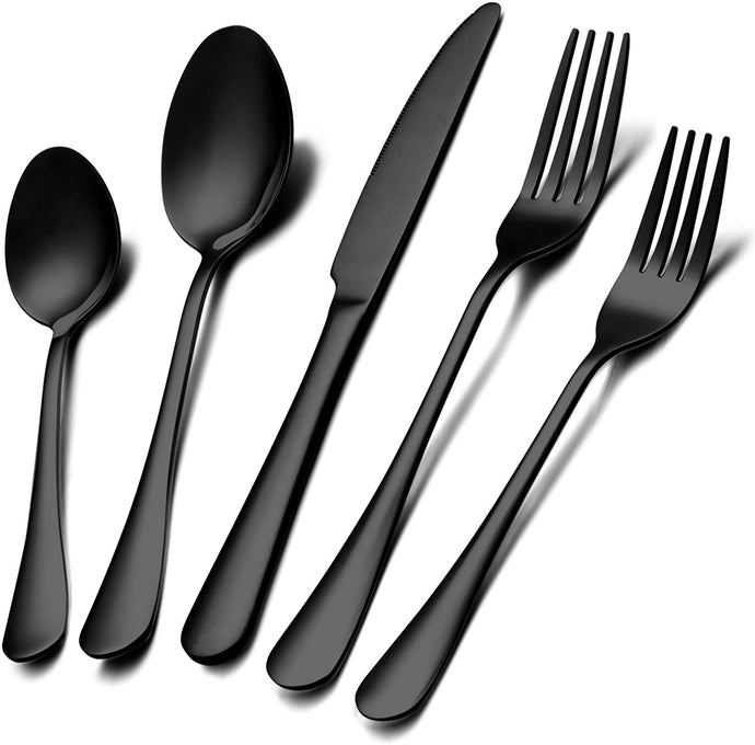 40-Piece Black Silverware Set