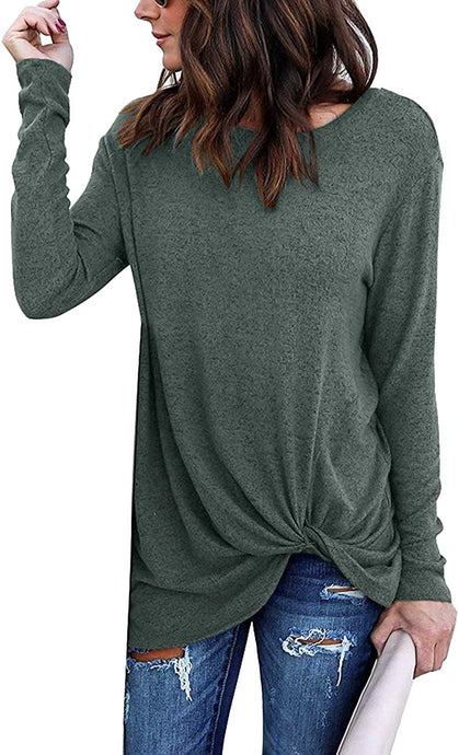 Women Casual Twist Knot Tunics Tops