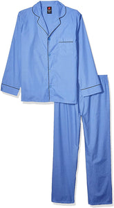 Men Woven Plain-Weave Pajama Set