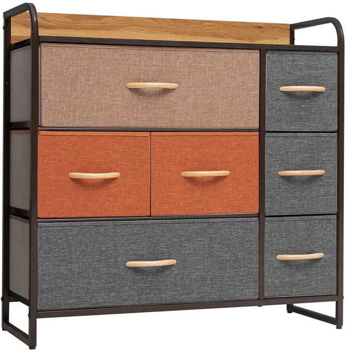 Wide Fabric Dresser with 7 Drawers