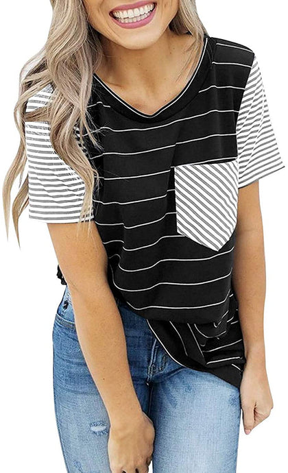 Women Striped Color Block Short Tops