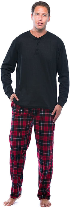 Pajama Set for Men with Thermal Henley