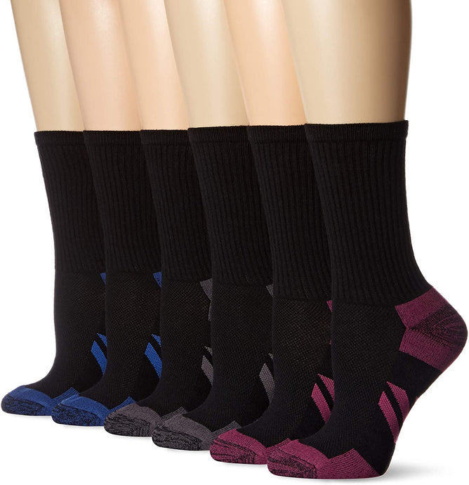 Women 6-Pack Performance Athletic Crew Socks