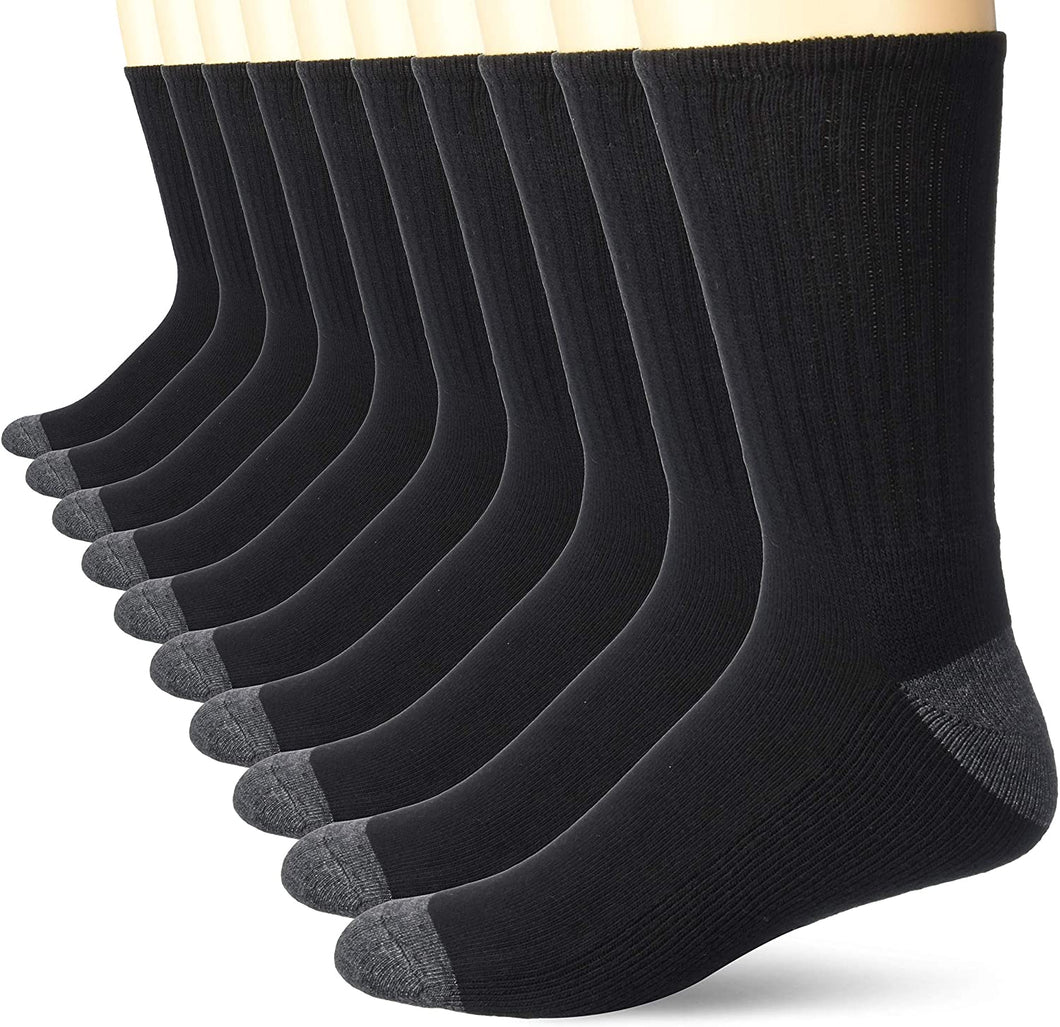 10-Pack Cotton Half Cushioned Crew Socks