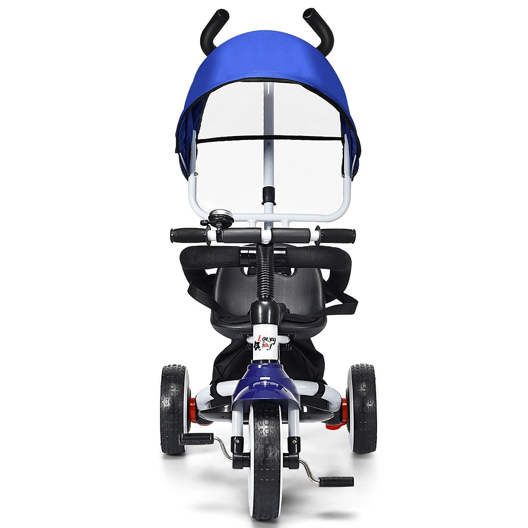 Kids' Blue Canopy Easy Steer Stroller Push Trike