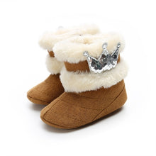 Load image into Gallery viewer, Winter Warm Crown Design Mid-Calf Slip-On Furry Boots
