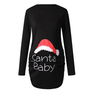 Santa Claus Print Long Sleeves Pregnancy Shirt