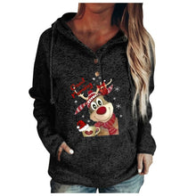 Load image into Gallery viewer, Women Christmas Elk Print Sweatshirt Hoodie
