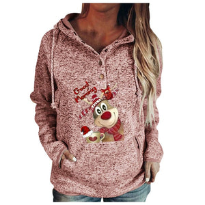 Women Christmas Elk Print Sweatshirt Hoodie