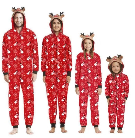 Christmas Hooded Deer Romper Family Matching Jumpsuits