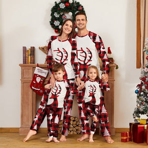 Christmas Elk Round Neck Family Two-piece Pajamas