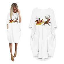 Load image into Gallery viewer, Women&#39;s Plus Size Loose O-Neck Pocket Christmas Printed Dress
