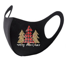 Load image into Gallery viewer, Black Christmas Print Reusable  Face Mask
