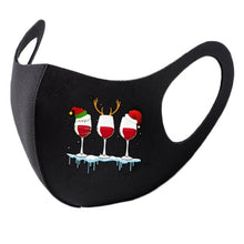 Load image into Gallery viewer, Black Christmas Print Reusable  Face Mask
