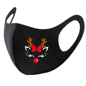 Black Christmas Print Reusable  Face Mask