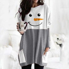 Load image into Gallery viewer, Women Snow Man Printed  Oversize Long Sleeve T-Shirt Blouse
