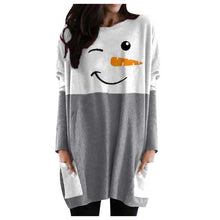 Load image into Gallery viewer, Women Snow Man Printed  Oversize Long Sleeve T-Shirt Blouse
