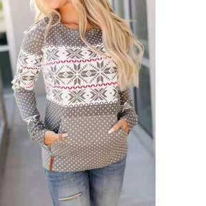 Women Christmas Classic Deer Print Knitted Plus Size Sweater